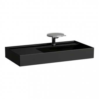 Praustuvas Laufen KARTELL 900x460x120 mm, platus kraštas kairėje, su 1 anga maišytuvui viduryje, be perlajos, spalva - juoda blizgi 